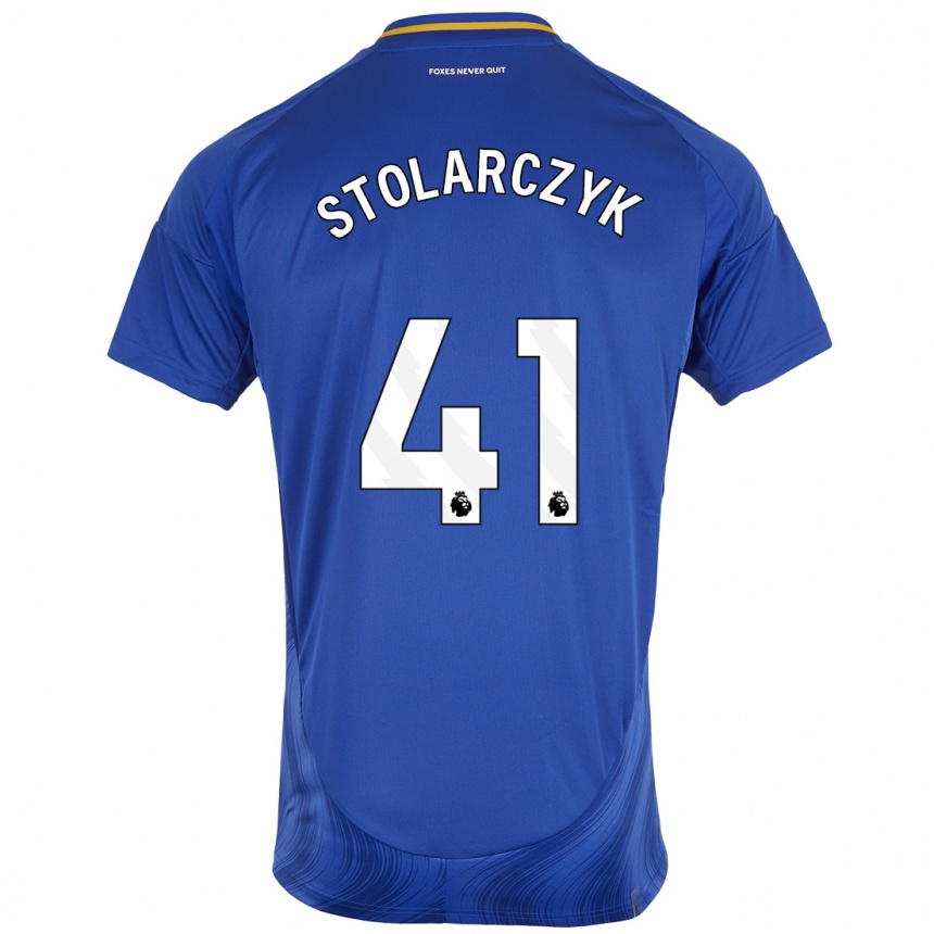 Niño Fútbol Camiseta Jakub Stolarczyk #41 Azul Blanco 1ª Equipación 2024/25 México