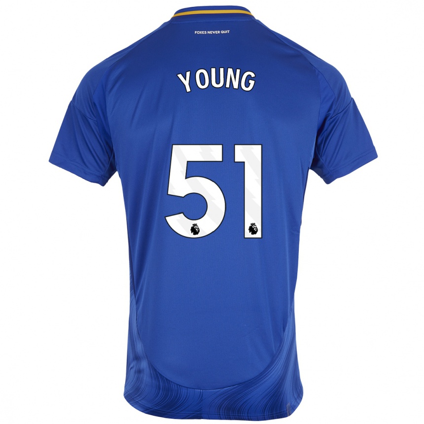 Niño Fútbol Camiseta Brad Young #51 Azul Blanco 1ª Equipación 2024/25 México