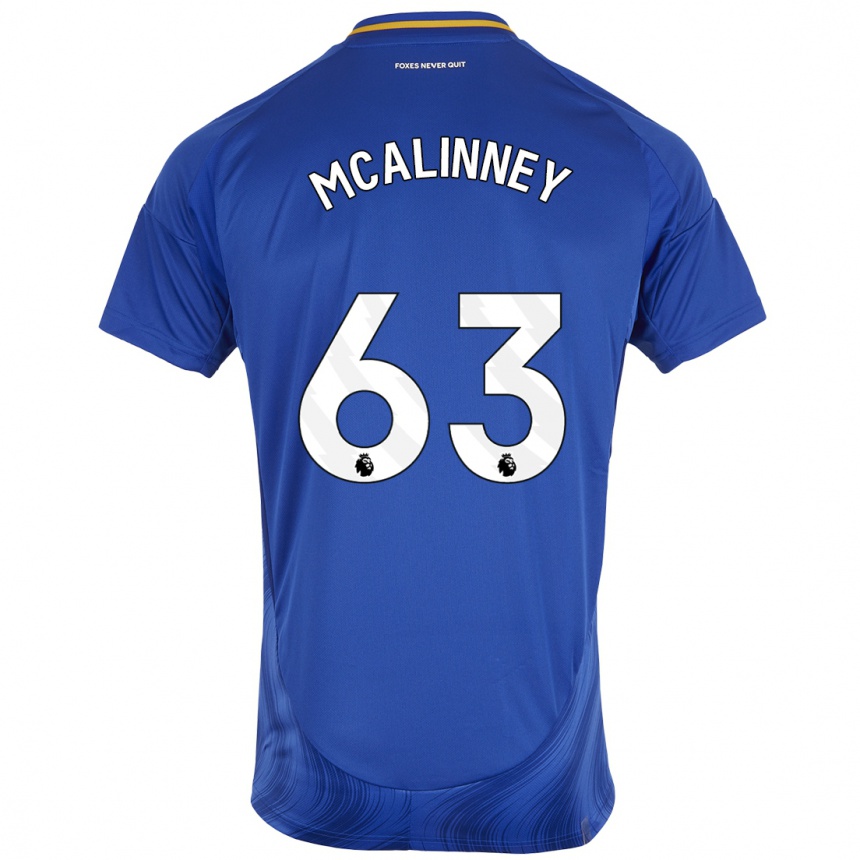 Niño Fútbol Camiseta Liam Mcalinney #63 Azul Blanco 1ª Equipación 2024/25 México