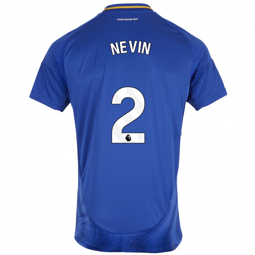 Niño Fútbol Camiseta Courtney Nevin #2 Azul Blanco 1ª Equipación 2024/25 México