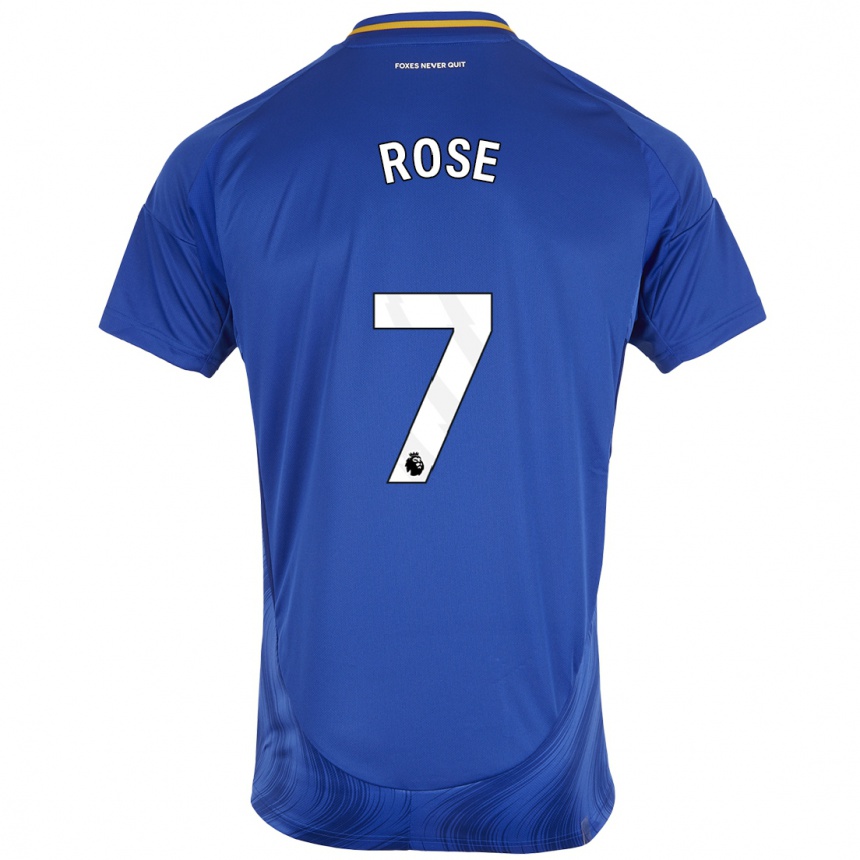 Niño Fútbol Camiseta Deanne Rose #7 Azul Blanco 1ª Equipación 2024/25 México