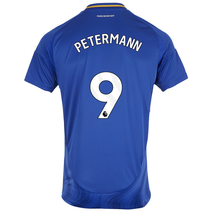 Niño Fútbol Camiseta Lena Petermann #9 Azul Blanco 1ª Equipación 2024/25 México