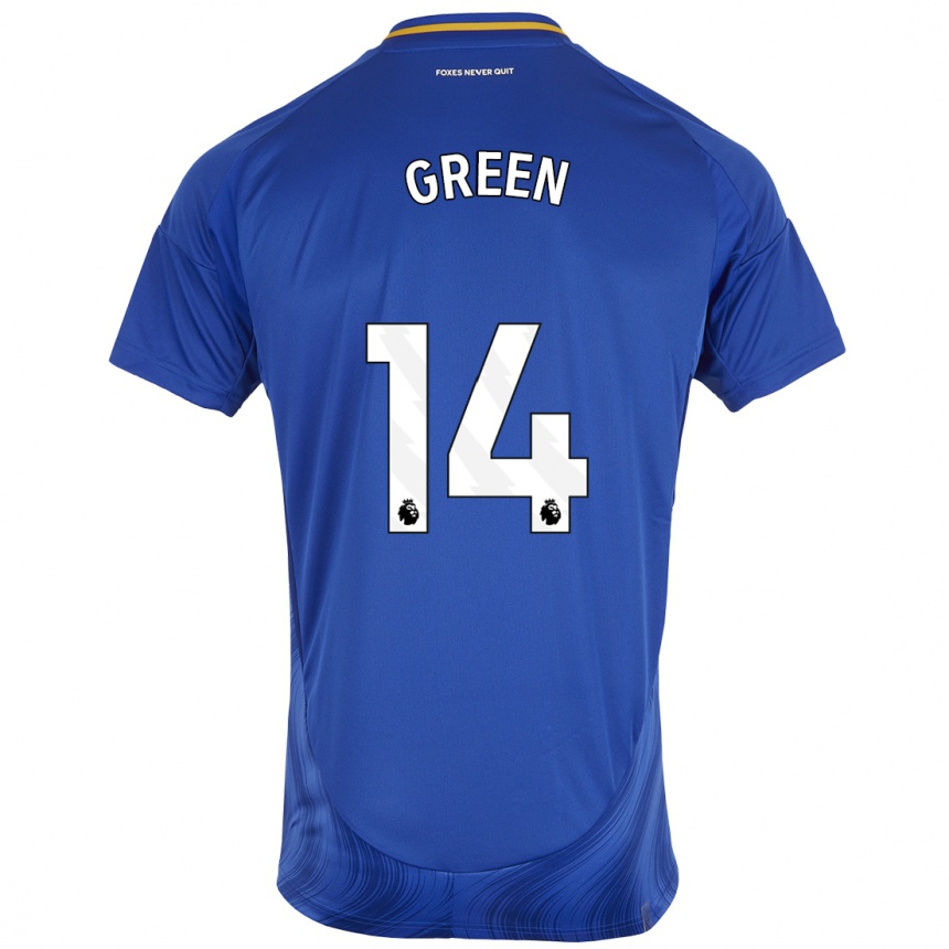 Niño Fútbol Camiseta Josie Green #14 Azul Blanco 1ª Equipación 2024/25 México