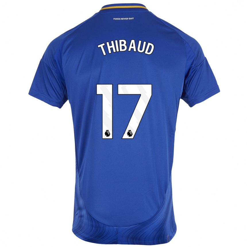 Niño Fútbol Camiseta Julie Thibaud #17 Azul Blanco 1ª Equipación 2024/25 México