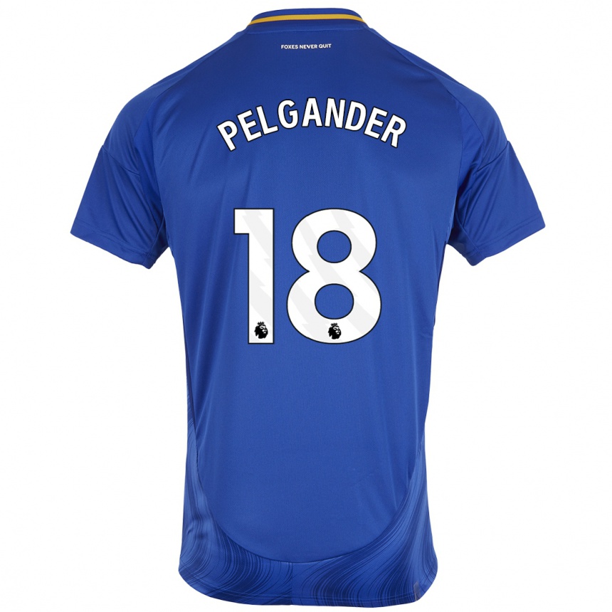 Niño Fútbol Camiseta Emilia Pelgander #18 Azul Blanco 1ª Equipación 2024/25 México