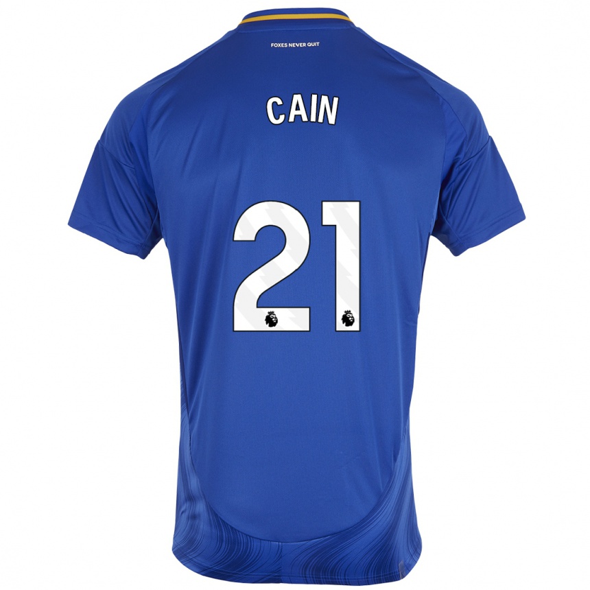 Niño Fútbol Camiseta Hannah Cain #21 Azul Blanco 1ª Equipación 2024/25 México