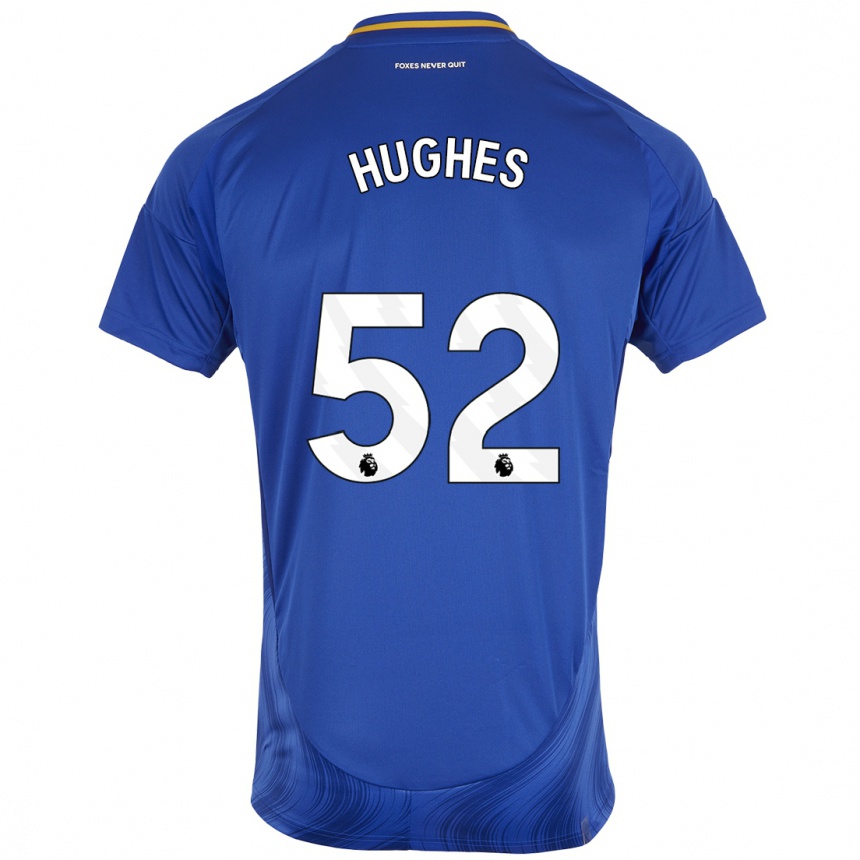 Niño Fútbol Camiseta Iestyn Hughes #52 Azul Blanco 1ª Equipación 2024/25 México