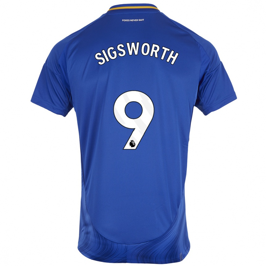 Niño Fútbol Camiseta Jessica Sigsworth #9 Azul Blanco 1ª Equipación 2024/25 México