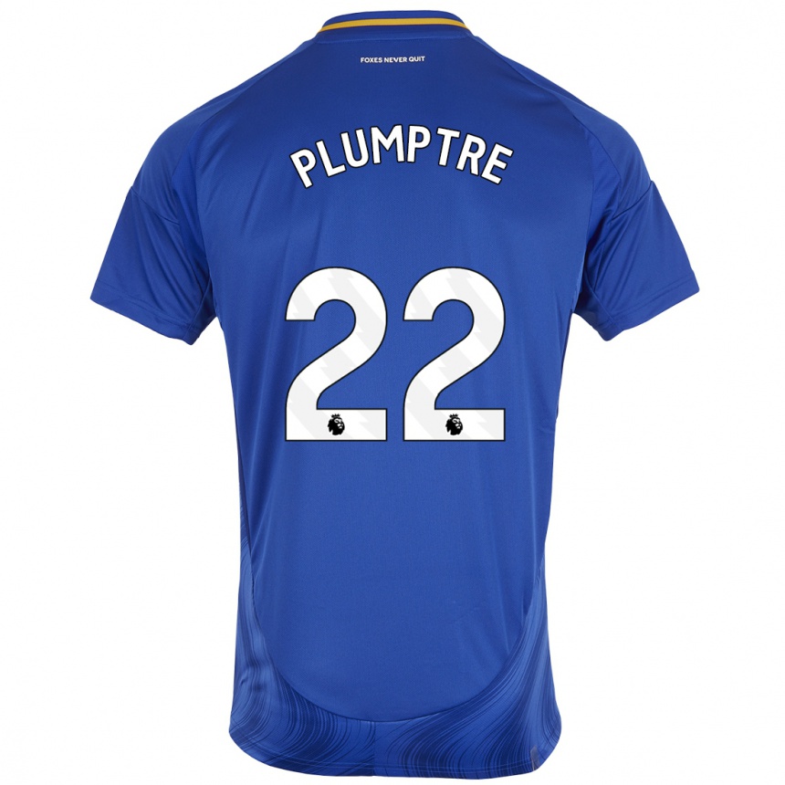 Niño Fútbol Camiseta Ashleigh Plumptre #22 Azul Blanco 1ª Equipación 2024/25 México