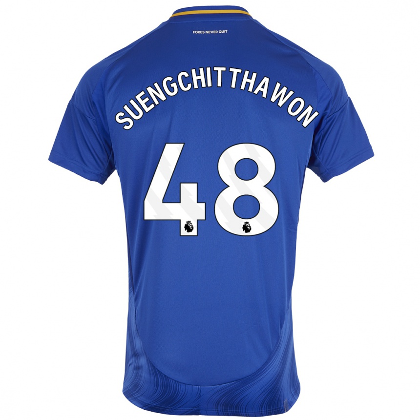 Niño Fútbol Camiseta Thanawat Suengchitthawon #48 Azul Blanco 1ª Equipación 2024/25 México