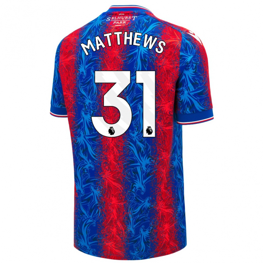 Niño Fútbol Camiseta Remi Matthews #31 Rayas Rojas Y Azules 1ª Equipación 2024/25 México