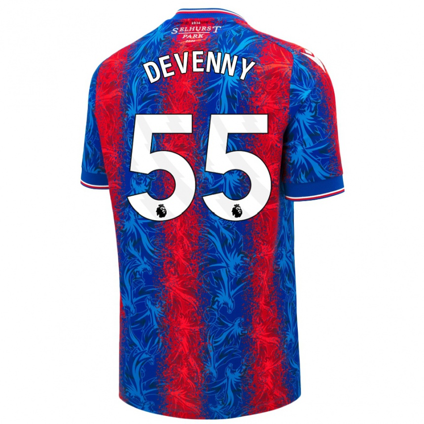 Niño Fútbol Camiseta Justin Devenny #55 Rayas Rojas Y Azules 1ª Equipación 2024/25 México