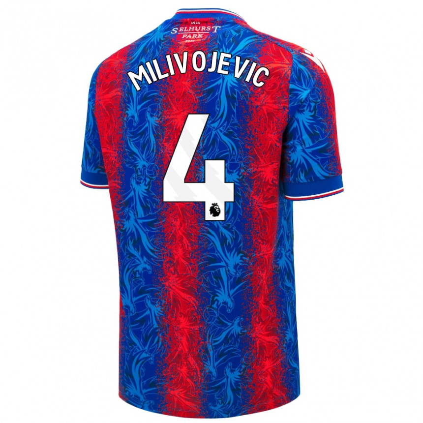 Niño Fútbol Camiseta Luka Milivojevic #4 Rayas Rojas Y Azules 1ª Equipación 2024/25 México