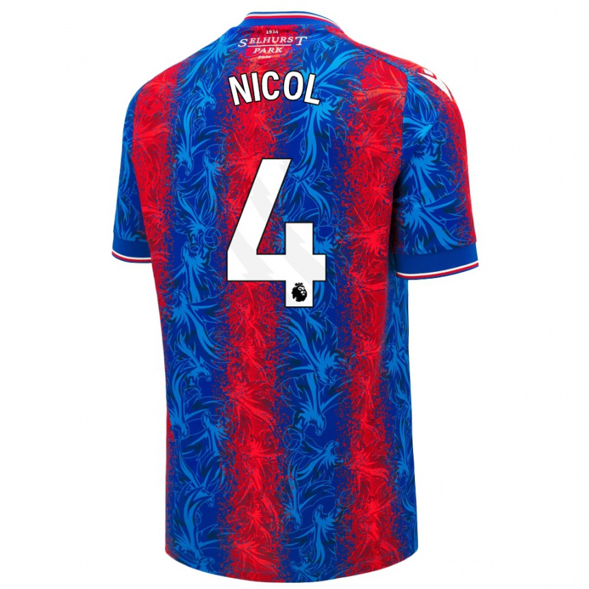 Niño Fútbol Camiseta Leigh Nicol #4 Rayas Rojas Y Azules 1ª Equipación 2024/25 México