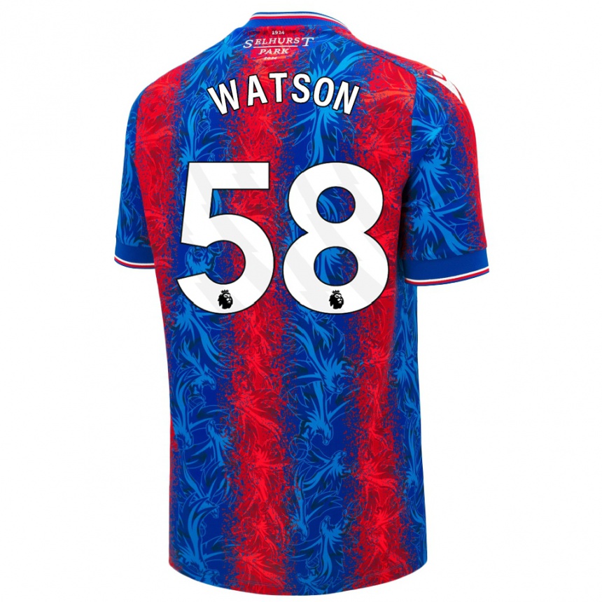 Niño Fútbol Camiseta Noah Watson #58 Rayas Rojas Y Azules 1ª Equipación 2024/25 México