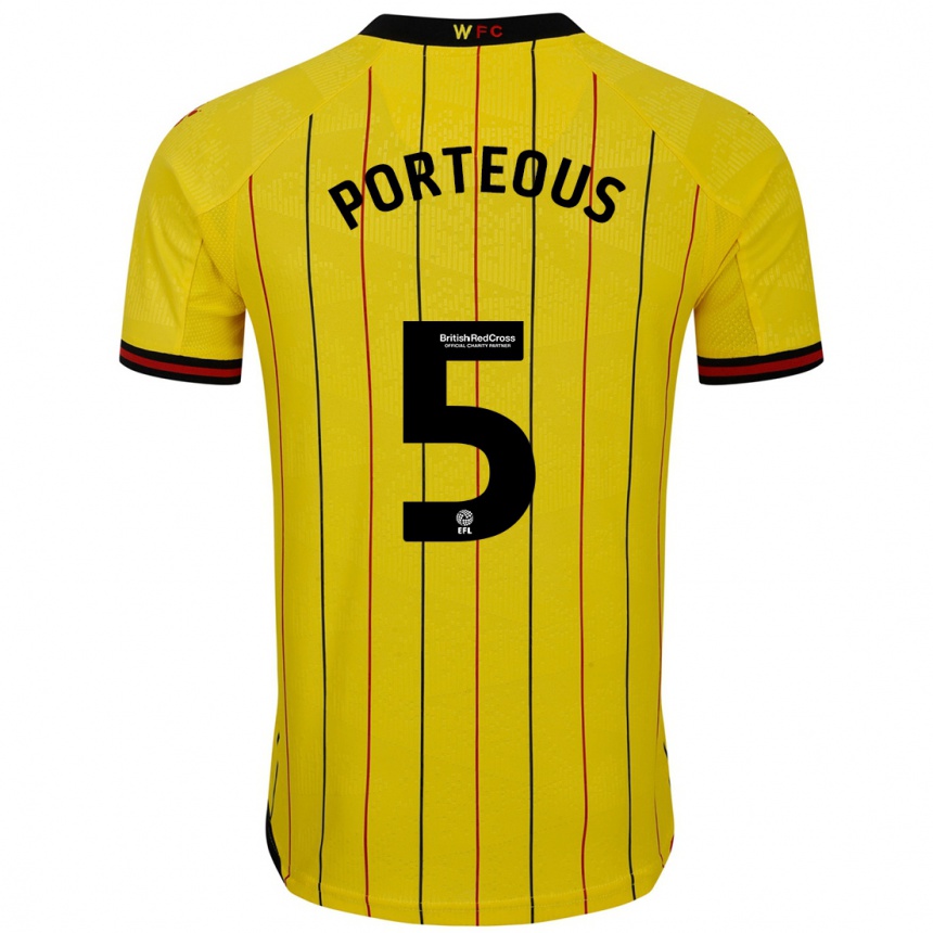 Niño Fútbol Camiseta Ryan Porteous #5 Amarillo Negro 1ª Equipación 2024/25 México