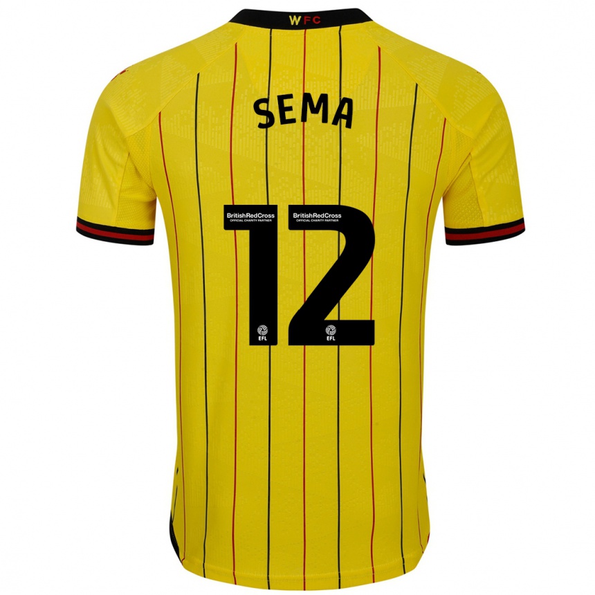 Niño Fútbol Camiseta Ken Sema #12 Amarillo Negro 1ª Equipación 2024/25 México