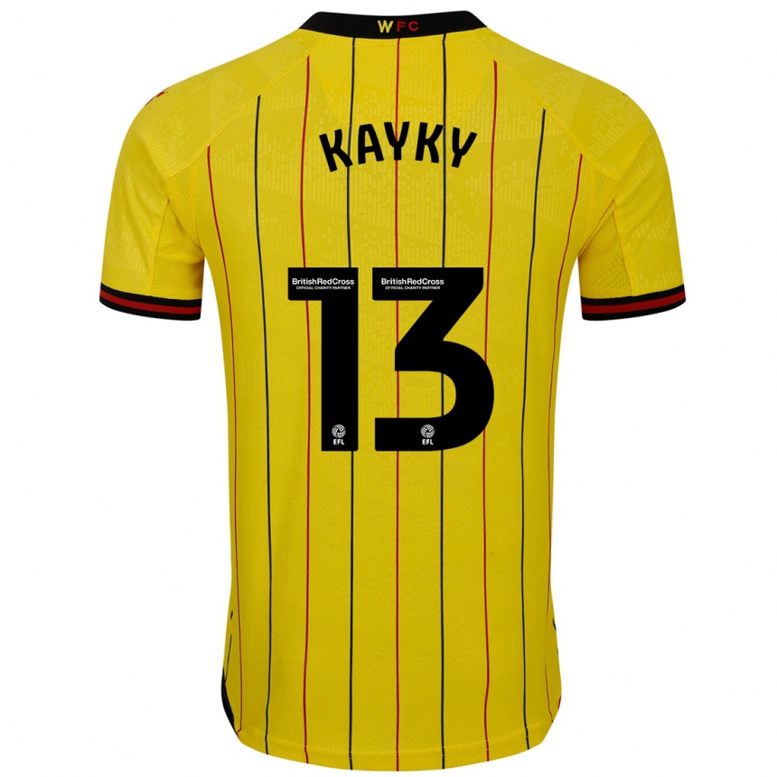 Niño Fútbol Camiseta Kayky Almeida #13 Amarillo Negro 1ª Equipación 2024/25 México