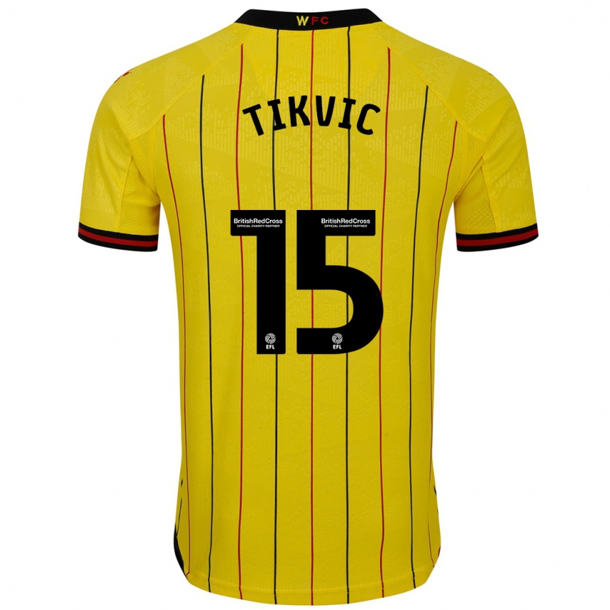 Niño Fútbol Camiseta Antonio Tikvic #15 Amarillo Negro 1ª Equipación 2024/25 México