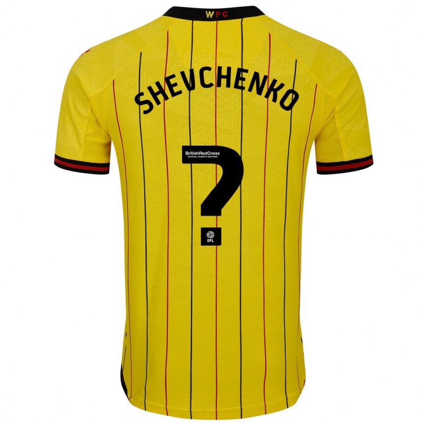 Niño Fútbol Camiseta Kristian Shevchenko #0 Amarillo Negro 1ª Equipación 2024/25 México