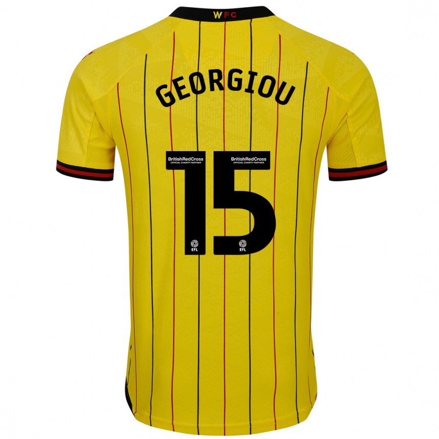 Niño Fútbol Camiseta Andria Georgiou #15 Amarillo Negro 1ª Equipación 2024/25 México