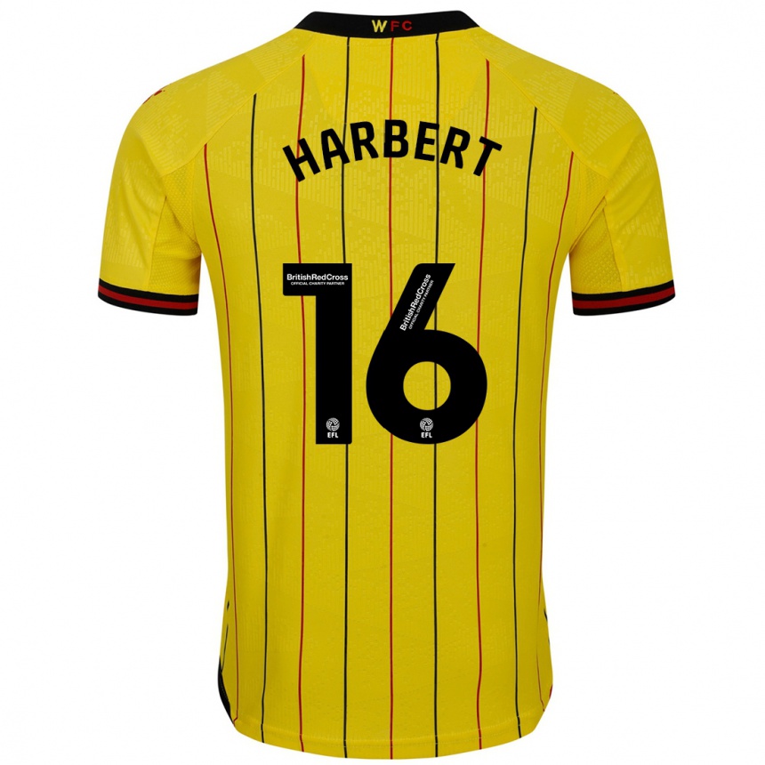 Niño Fútbol Camiseta Laila Harbert #16 Amarillo Negro 1ª Equipación 2024/25 México