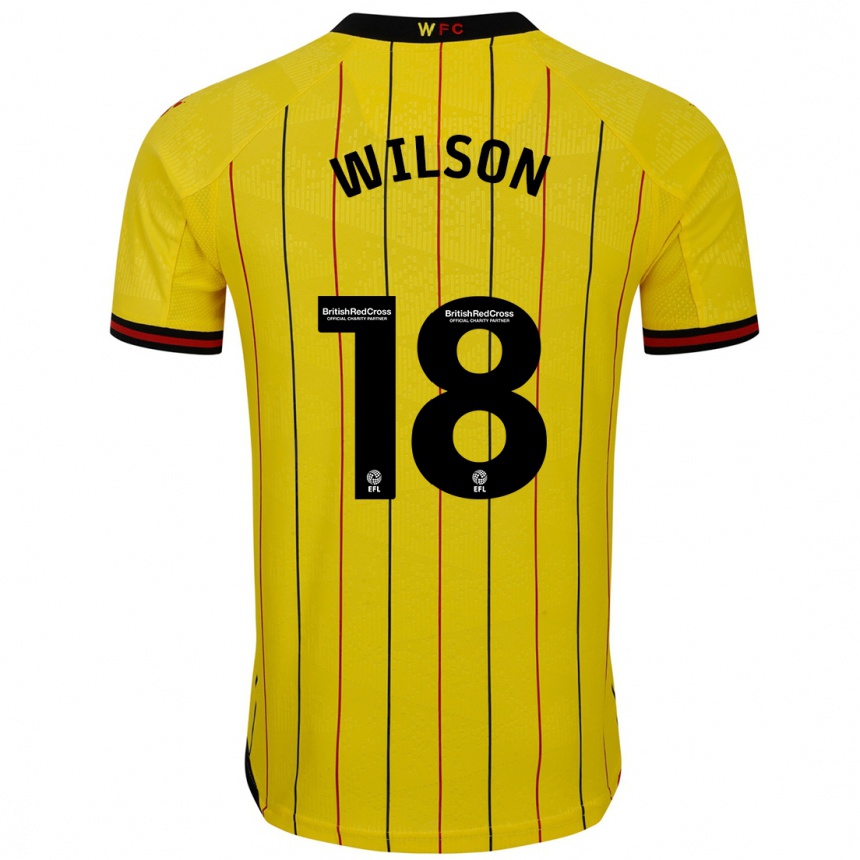 Niño Fútbol Camiseta Poppy Wilson #18 Amarillo Negro 1ª Equipación 2024/25 México