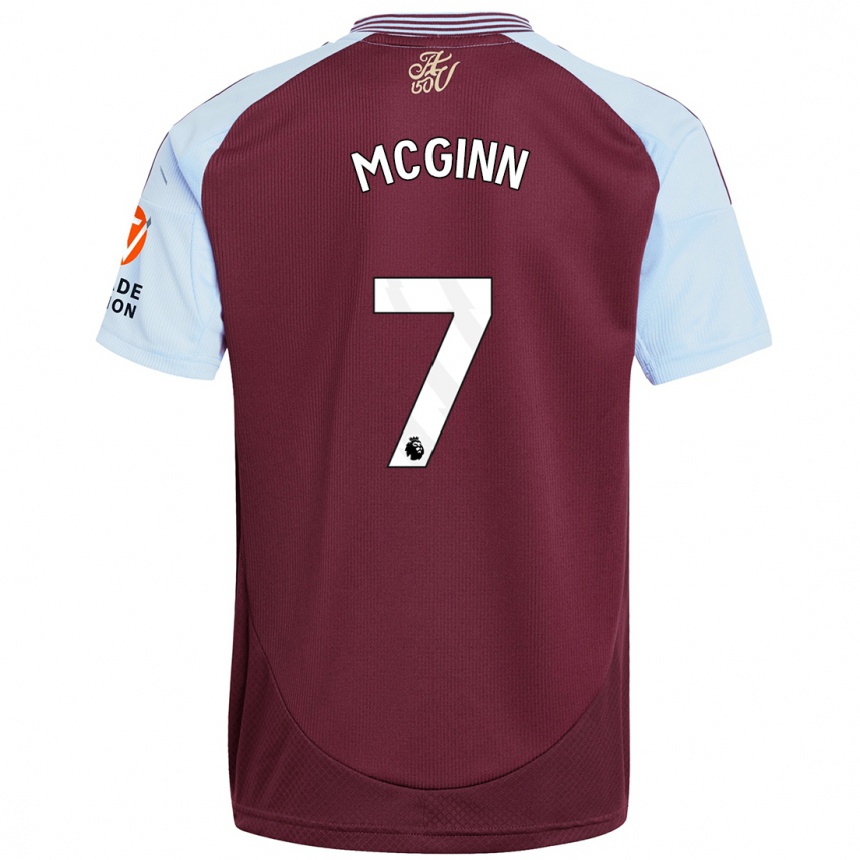 Niño Fútbol Camiseta John Mcginn #7 Borgoña Azul Cielo 1ª Equipación 2024/25 México