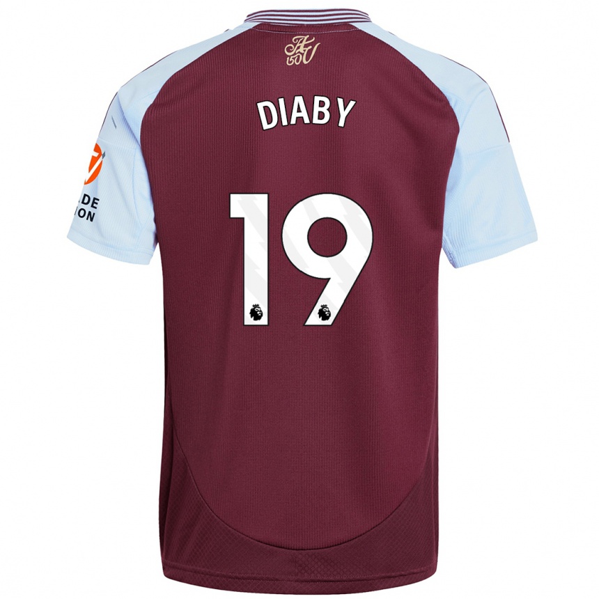 Niño Fútbol Camiseta Moussa Diaby #19 Borgoña Azul Cielo 1ª Equipación 2024/25 México