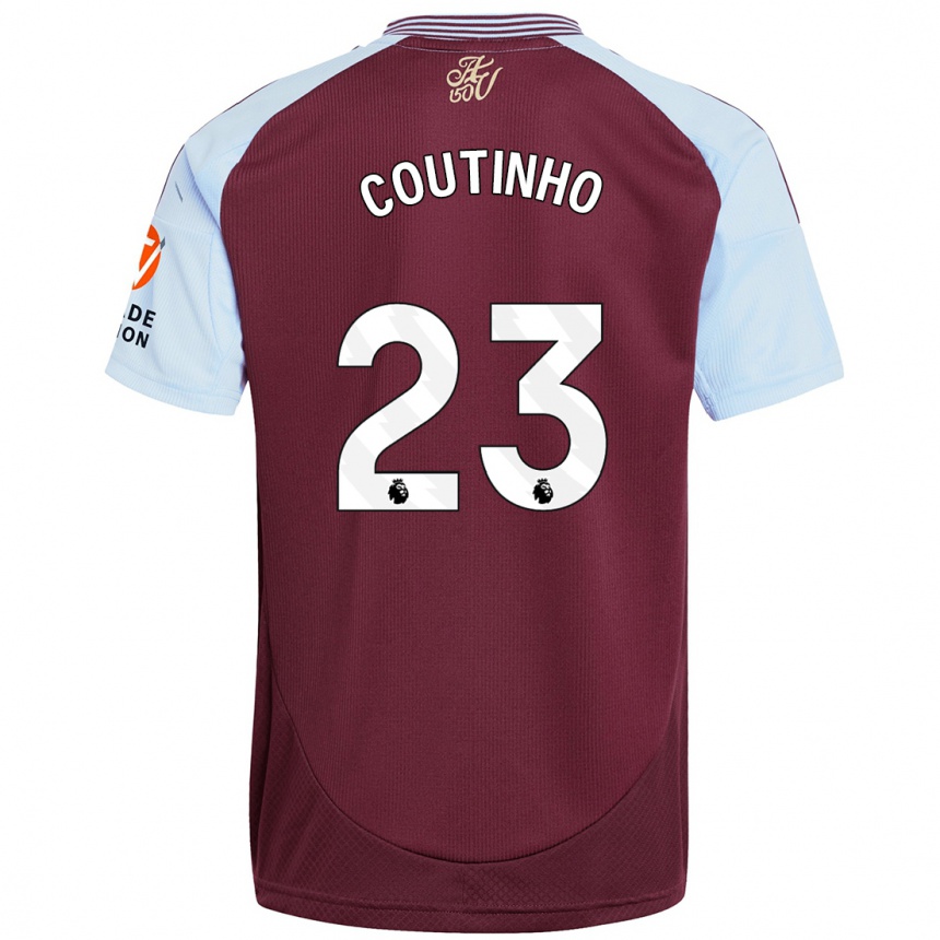 Niño Fútbol Camiseta Philippe Coutinho #23 Borgoña Azul Cielo 1ª Equipación 2024/25 México