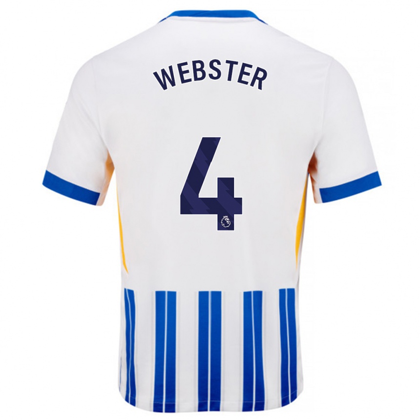 Niño Fútbol Camiseta Adam Webster #4 Blanco Azul Rayas 1ª Equipación 2024/25 México