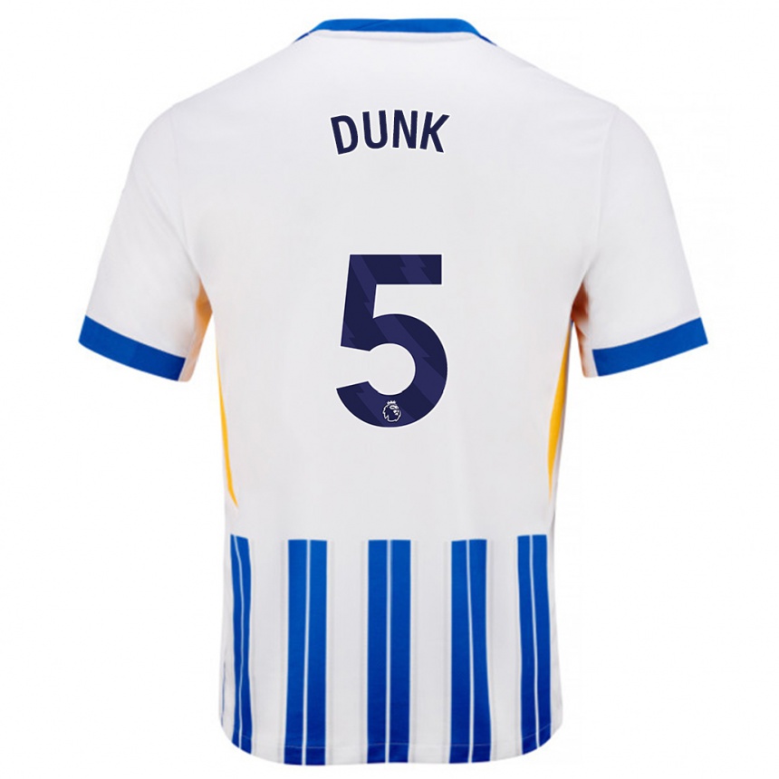 Niño Fútbol Camiseta Lewis Dunk #5 Blanco Azul Rayas 1ª Equipación 2024/25 México