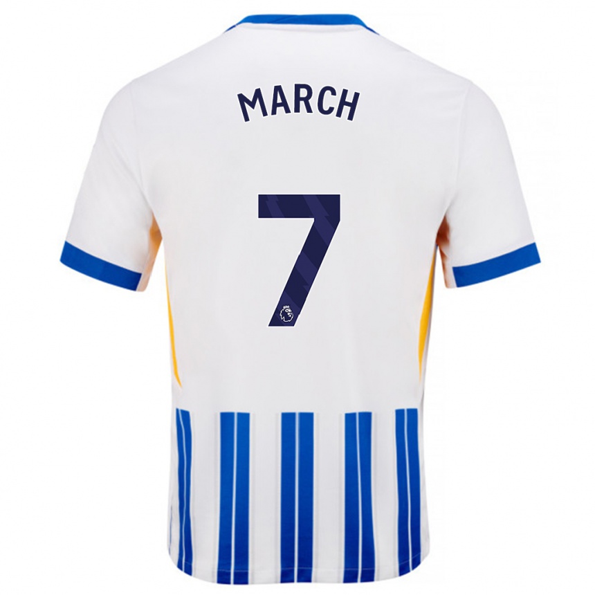 Niño Fútbol Camiseta Solly March #7 Blanco Azul Rayas 1ª Equipación 2024/25 México