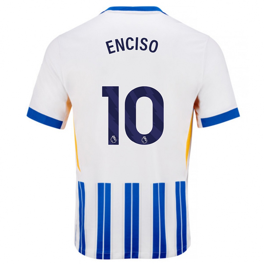 Niño Fútbol Camiseta Julio Enciso #10 Blanco Azul Rayas 1ª Equipación 2024/25 México