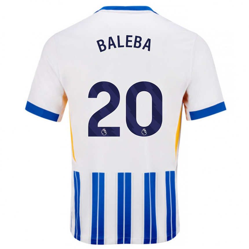 Niño Fútbol Camiseta Carlos Baleba #20 Blanco Azul Rayas 1ª Equipación 2024/25 México