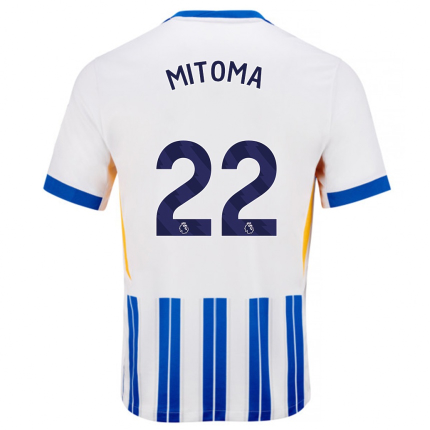 Niño Fútbol Camiseta Kaoru Mitoma #22 Blanco Azul Rayas 1ª Equipación 2024/25 México