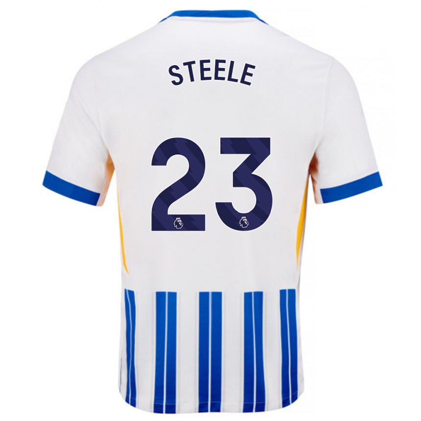 Niño Fútbol Camiseta Jason Steele #23 Blanco Azul Rayas 1ª Equipación 2024/25 México