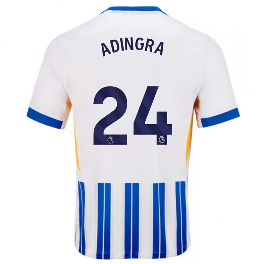 Niño Fútbol Camiseta Simon Adingra #24 Blanco Azul Rayas 1ª Equipación 2024/25 México