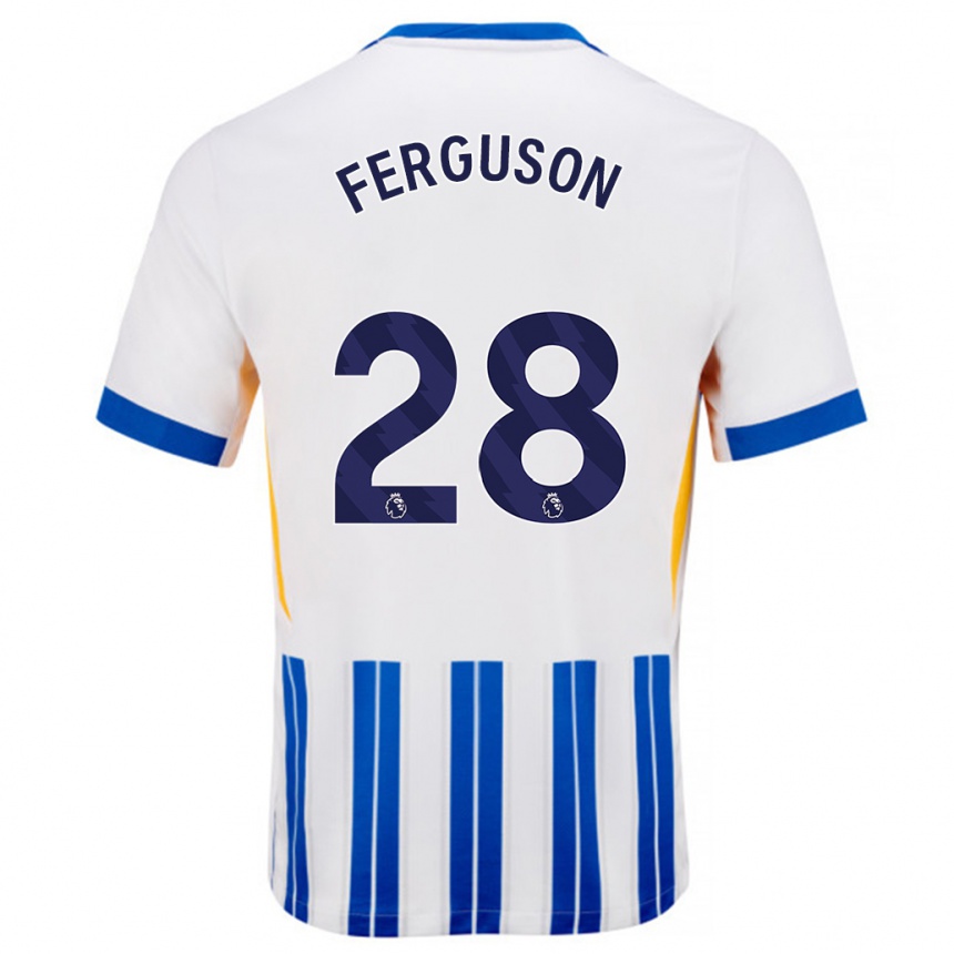 Niño Fútbol Camiseta Evan Ferguson #28 Blanco Azul Rayas 1ª Equipación 2024/25 México