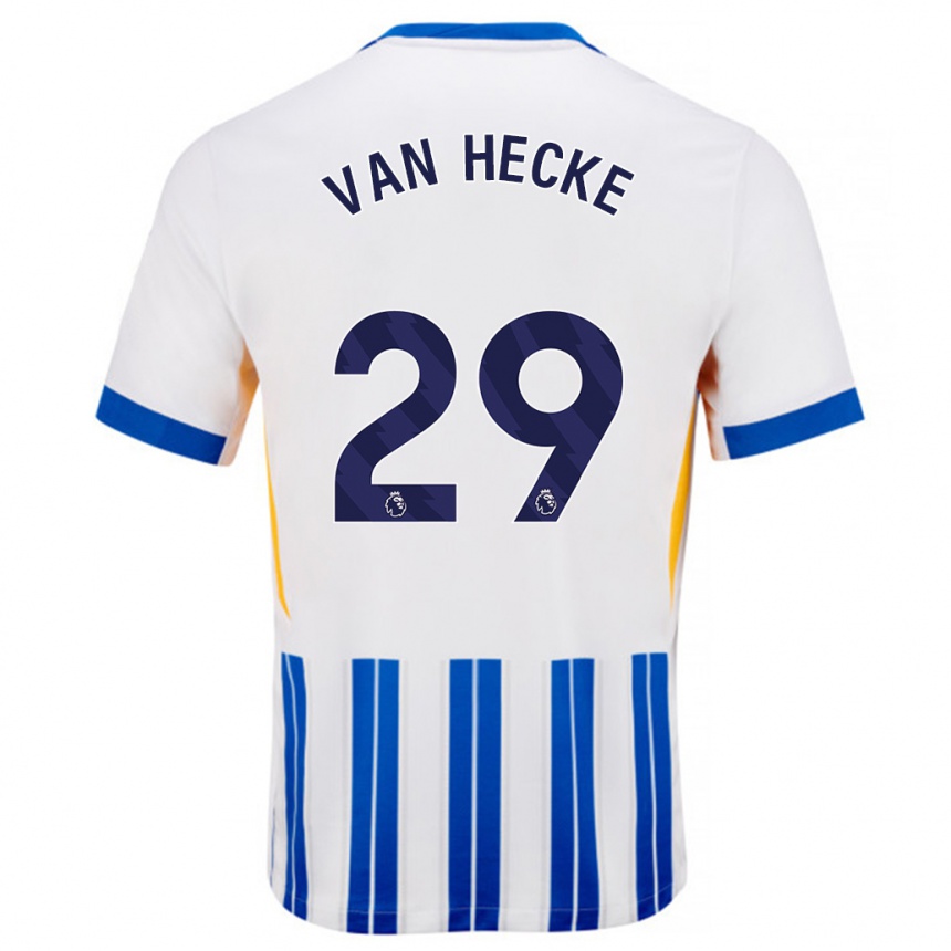 Niño Fútbol Camiseta Jan Paul Van Hecke #29 Blanco Azul Rayas 1ª Equipación 2024/25 México