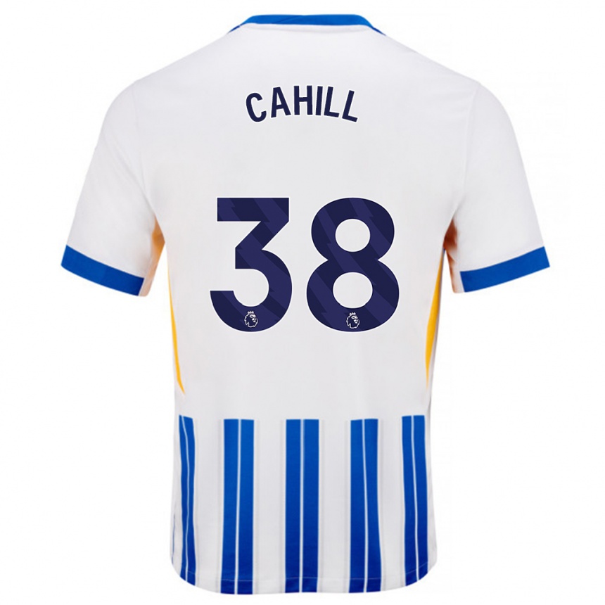 Niño Fútbol Camiseta Killian Cahill #38 Blanco Azul Rayas 1ª Equipación 2024/25 México