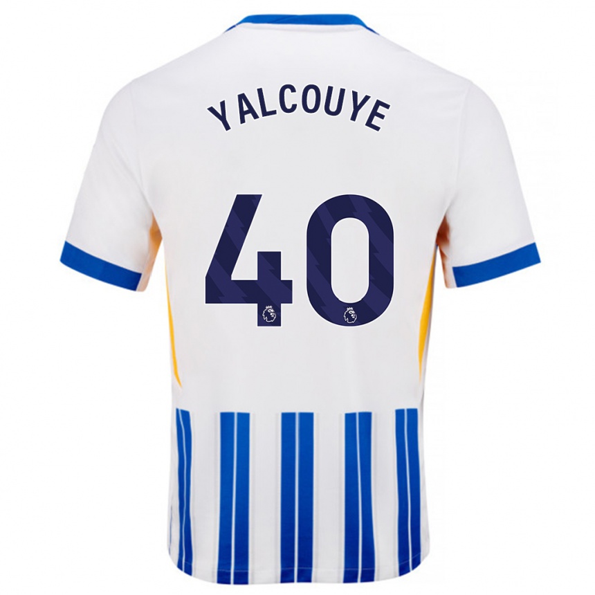 Niño Fútbol Camiseta Malick Junior Yalcouyé #40 Blanco Azul Rayas 1ª Equipación 2024/25 México