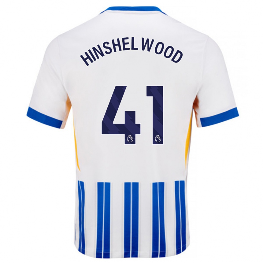 Niño Fútbol Camiseta Jack Hinshelwood #41 Blanco Azul Rayas 1ª Equipación 2024/25 México