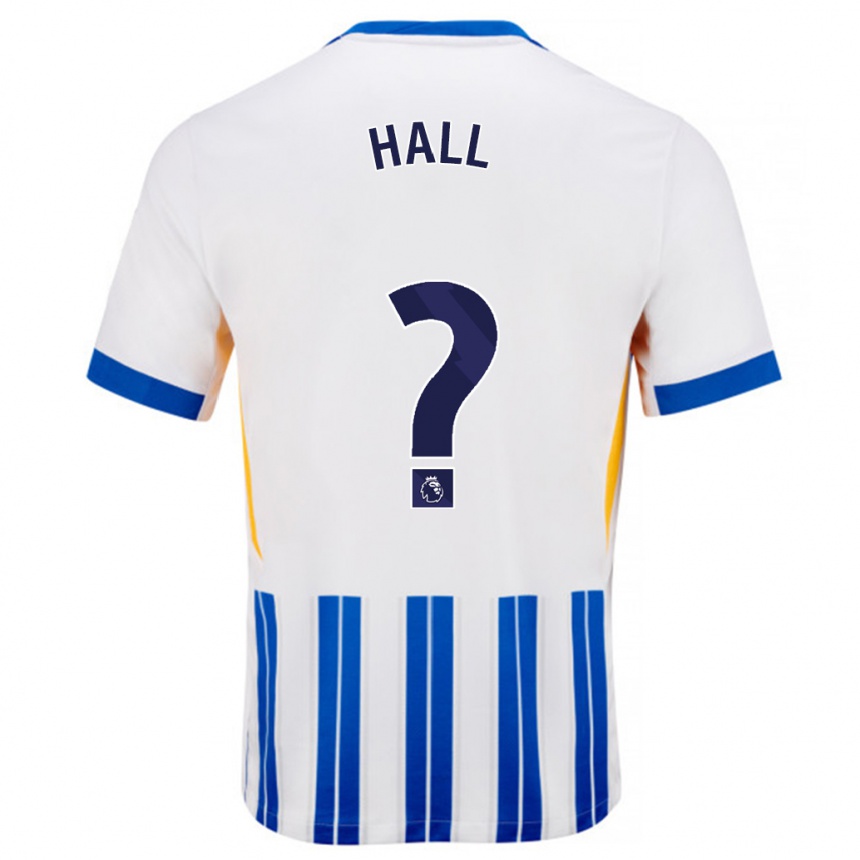 Niño Fútbol Camiseta Steven Hall #0 Blanco Azul Rayas 1ª Equipación 2024/25 México