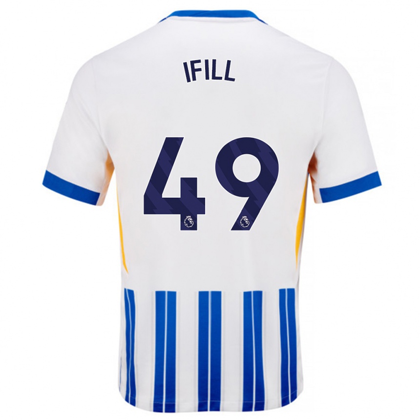 Niño Fútbol Camiseta Marcus Ifill #49 Blanco Azul Rayas 1ª Equipación 2024/25 México