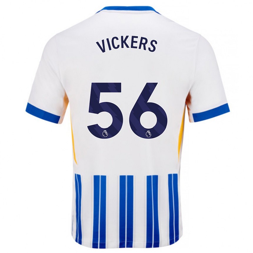 Niño Fútbol Camiseta Caylan Vickers #56 Blanco Azul Rayas 1ª Equipación 2024/25 México