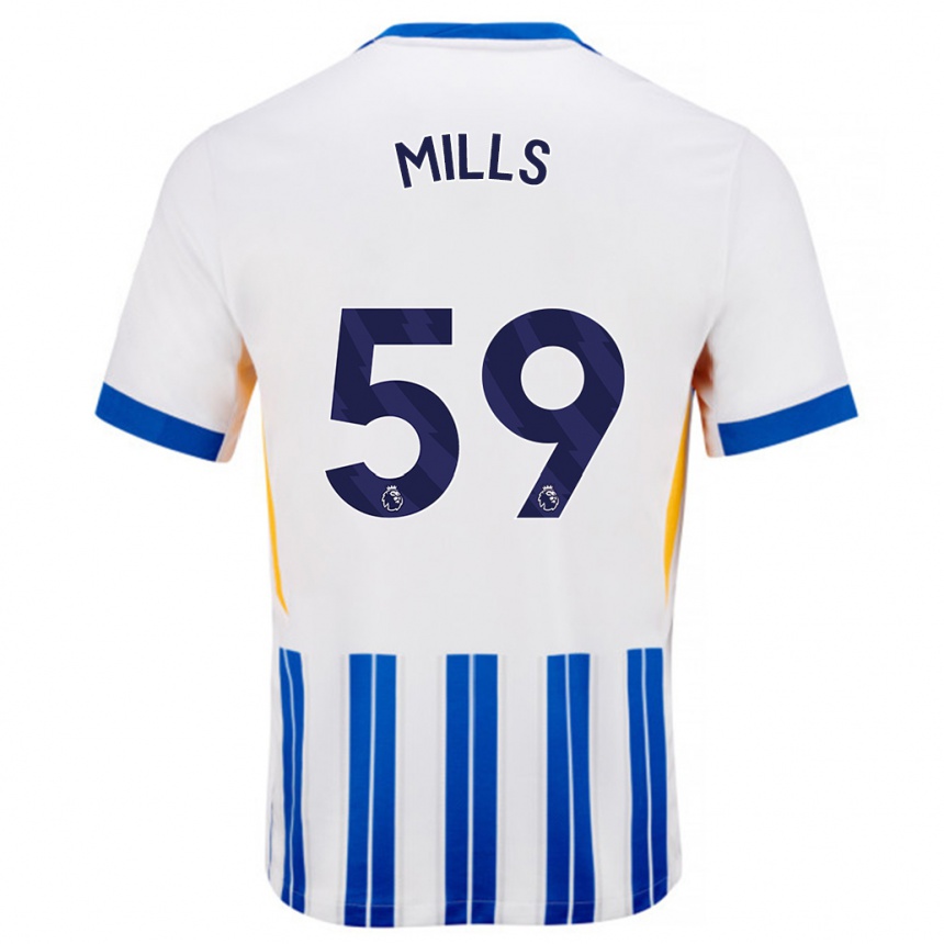 Niño Fútbol Camiseta Harry Mills #59 Blanco Azul Rayas 1ª Equipación 2024/25 México