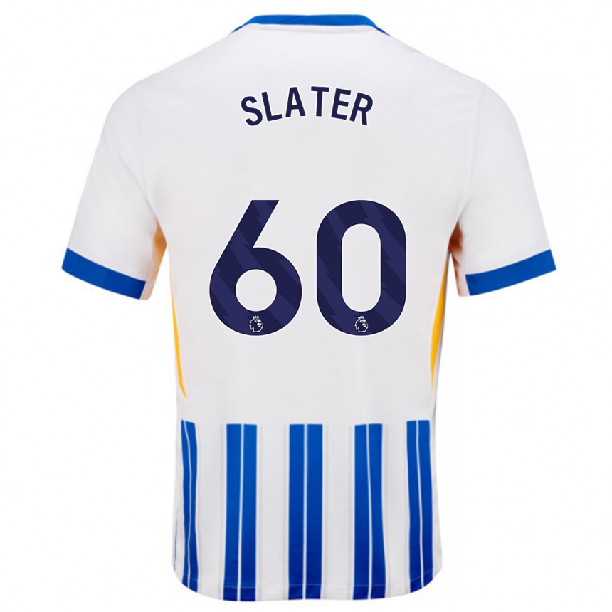 Niño Fútbol Camiseta Jacob Slater #60 Blanco Azul Rayas 1ª Equipación 2024/25 México