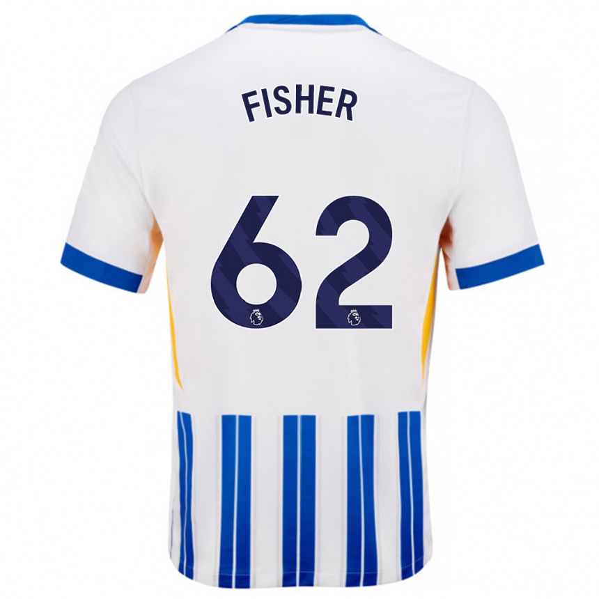 Niño Fútbol Camiseta Hugo Fisher #62 Blanco Azul Rayas 1ª Equipación 2024/25 México