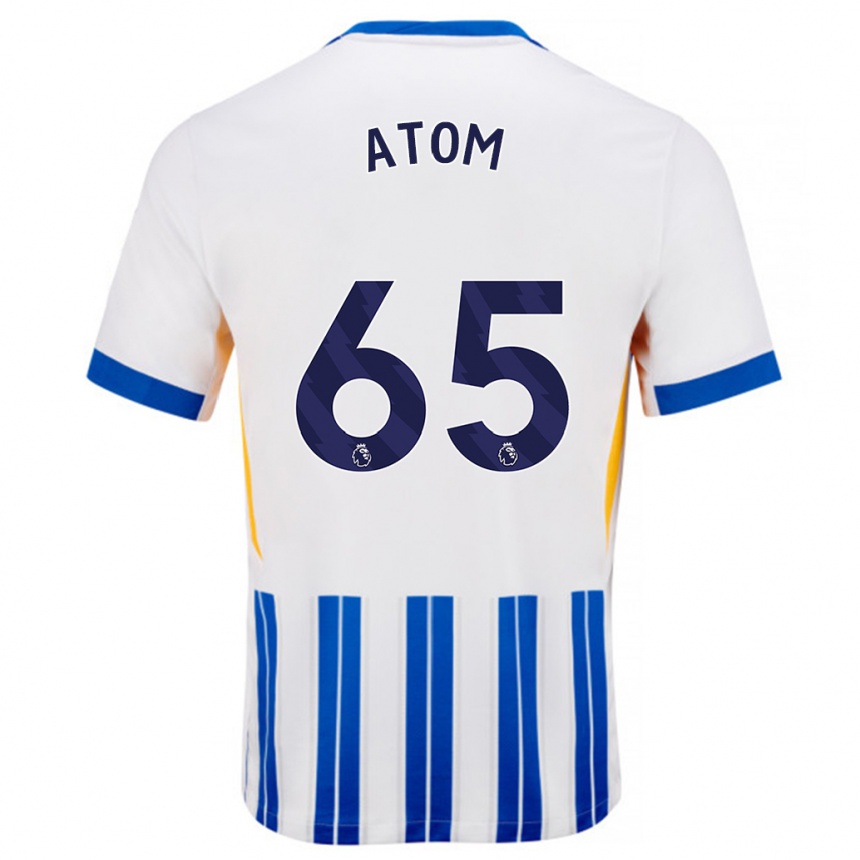 Niño Fútbol Camiseta Noel Atom #65 Blanco Azul Rayas 1ª Equipación 2024/25 México